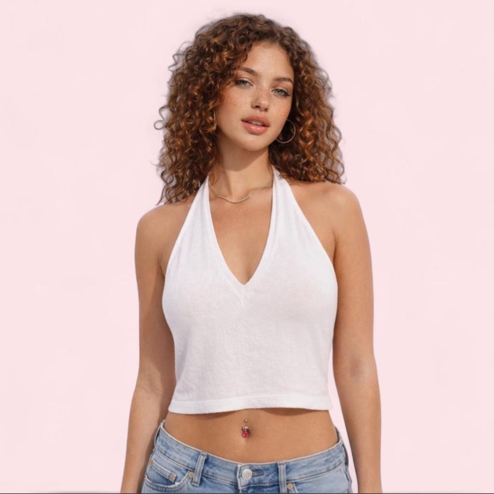 Banana Republic‎ White Knit Halter Top | Y2K Minimalist | Size M